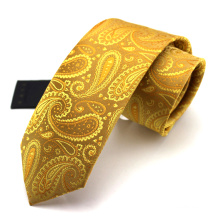 Forme a seda Jacquard tejida Fabricantes Oro Paisley Tie